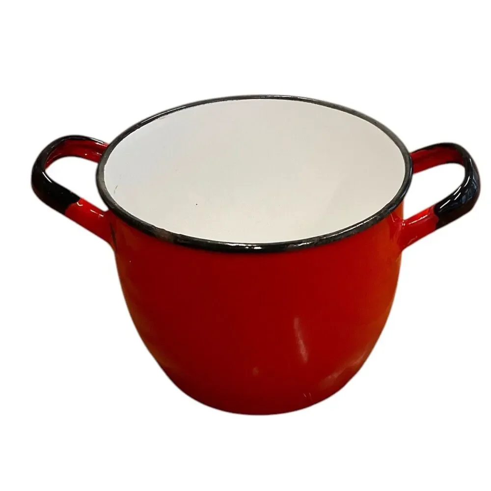 Vintage Huta Silesia Red Enamel Stockpot Made in Poland Size 14‎